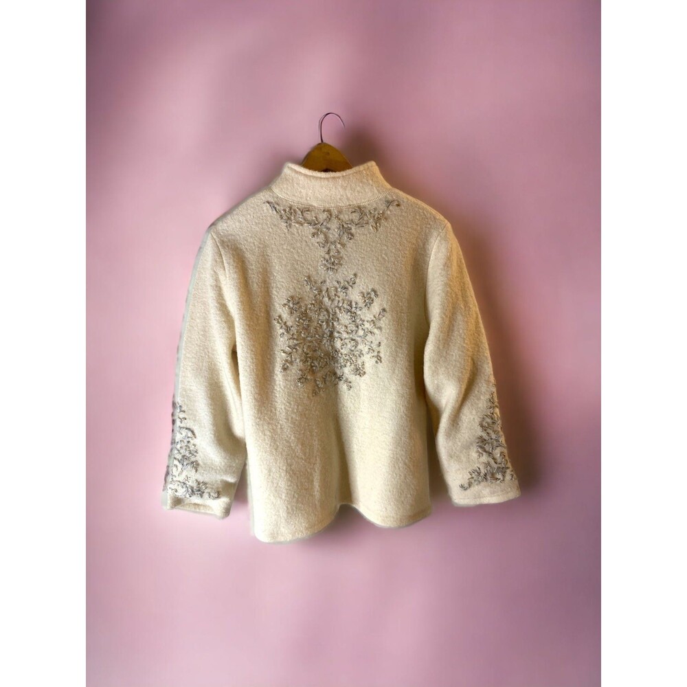 Coldwster Creek Wool Sz Med Embroidered Women Vtg Cardigan/Jacket Clasp Closure - Picture 2 of 11